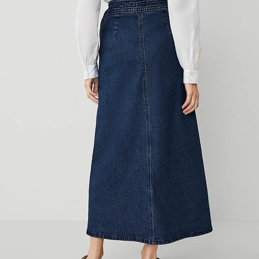 Denim Wrap Maxi Skirt Vintage Dark Wash - Picture 3 of 3